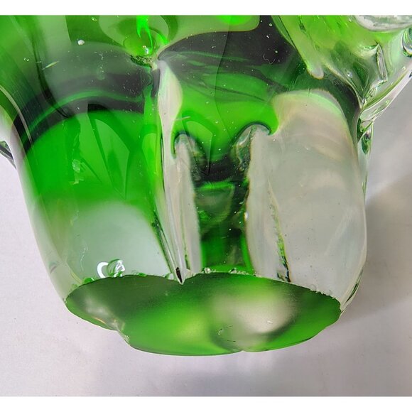 Art Glass Trunk Up Glass Elephant Figurine, Good Luck, Clear and Green, 8" - Picture 6 of 6